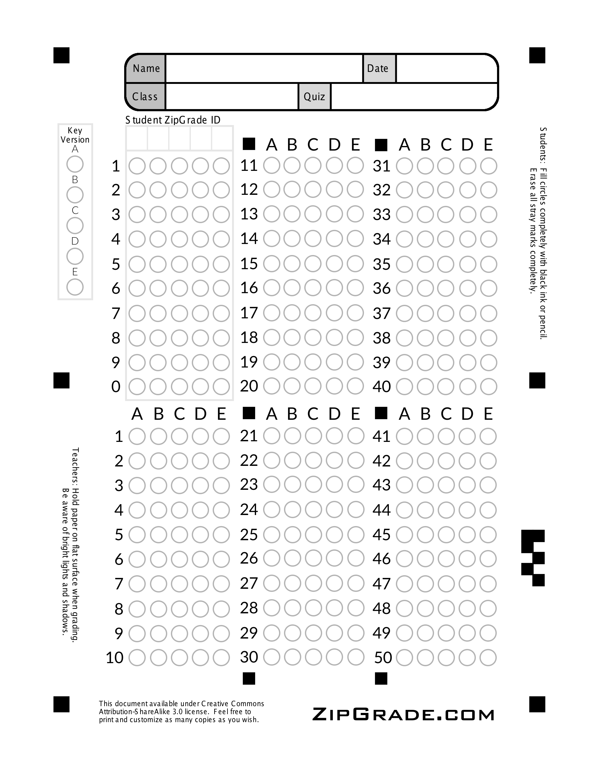 Scantron Score Chart 2018